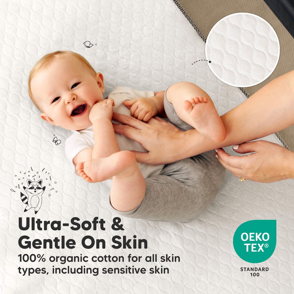 KeaBabies Mavy Protect+ Waterproof Crib Mattress Protector Covers, Quilted Cotton Baby Mattress Topper, Toddler Crib Sheets - thumbnail 5