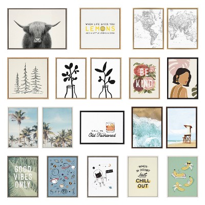 Minimalist Evergreen Trees Black and White Canvas Art Set