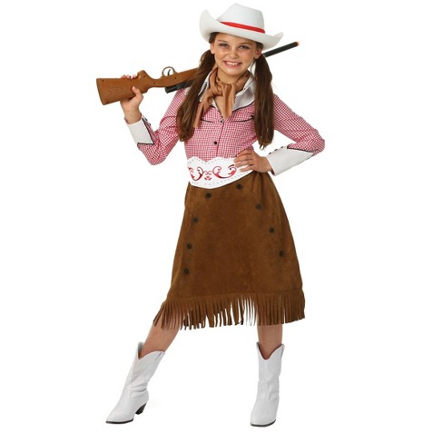 HalloweenCostumes.com Small Girl Girls Rodeo Cowgirl Costume,  Red/White/Brown