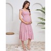 Maternity Dress Square Neck Sleeveless Smocked Ruffle Sleeve Baby Shower Photoshoot Summer Midi Dresses - 3 of 4