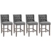 HOMCOM Counter Height Bar Stools, Tufted Wingback Armless Upholstered Dining Chair with Rubber Wood Legs, Set of 4, Gray - 4 of 4