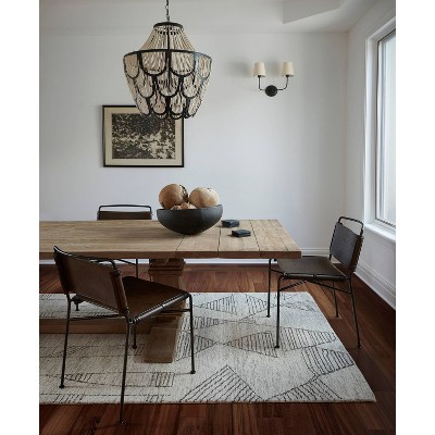 Teppe Geometric Handtufted Gray Wool Rug, 5' x 8'