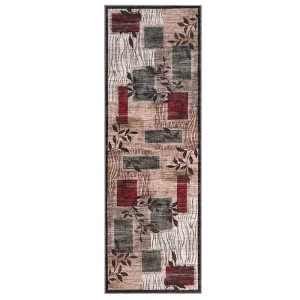 Indoor Modern Soft Non Slip Area Rugs with Leaf Print for Bedroom Living Room, Washable Low Pile Dining Room Carpet for Home Office - 1 of 4