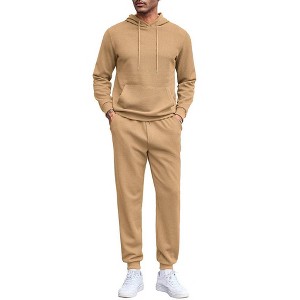 COOFANDY Men's Tracksuits 2 Pieces Waffle Hoodies Sweatsuit Sets Sports Jogging Suit Set - 1 of 4