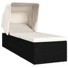 vidaXL Sun Lounger with Canopy and Cushion Poly Rattan Cream White - 2 of 4