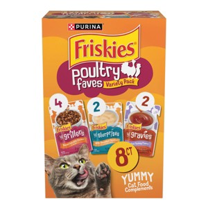 Purina Friskies Poultry Faves Lickable Gravy Chicken and Turkey Flavor Topper Variety Pack Wet Cat Food - 11.7oz - 1 of 4