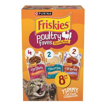 Purina Friskies Poultry Faves Lickable Gravy Chicken and Turkey Flavor Topper Variety Pack Wet Cat Food - 11.7oz