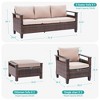 Sonkuki 5 Pieces Patio Sofa with Ottomans Set, All-Weather PE Rattan Wicker, Small Patio Conversation Couch with Cushion - 3 of 4