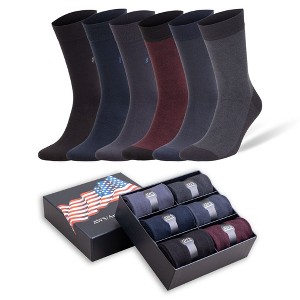 Men’s Bamboo Crew Socks Breathable Moisture Wicking Thin Dress Socks 6-Pack - 1 of 4