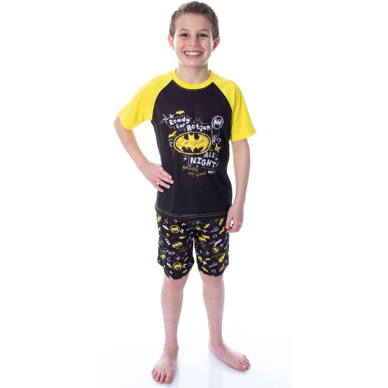 DC Comics Boys' Batman Ready For Action Shirt and Shorts 2 PC Pajama Set, 2 of 6