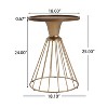HOLLOW EDGE RETRO ART PINE SIDE TABLE, ANTIQUE GOLD + NATURAL COLOR - 3 of 4