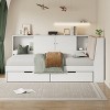 Twin/Full Size L-shaped Daybed Corner Bed with Drawers, Storage Bookcase, Upholstered Headboard, Power Outlets and USB Port-ModernLuxe - 2 of 4