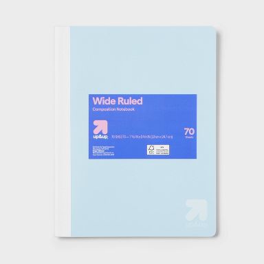 Wide Rule Composition Notebook 7.5"x9.75" Poly Cover 70 Sheets Pastel Blue - up&up™