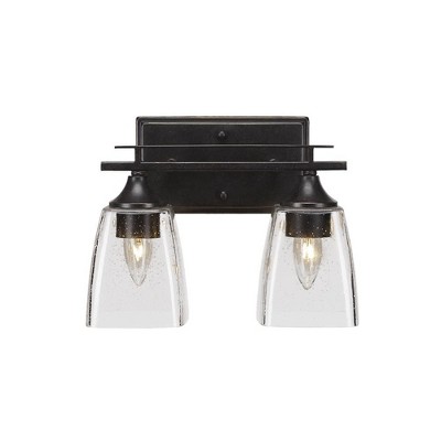 Toltec Lighting Uptowne 2 - Light Vanity in  Dark Granite with 4.5" Square Clear Bubble Shade