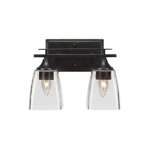 Toltec Lighting Uptowne 2 - Light Vanity in  Dark Granite with 4.5" Square Clear Bubble Shade - 1 of 1