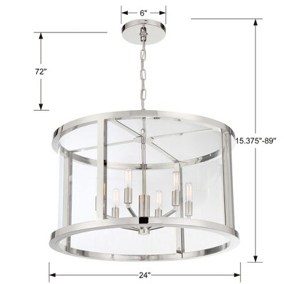 Devon Polished Nickel 6-Light Glass Drum Chandelier