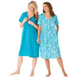 Dreams & Co. Women's Plus Size Dreams & Co 2-Pack Sleepshirt - 1 of 4
