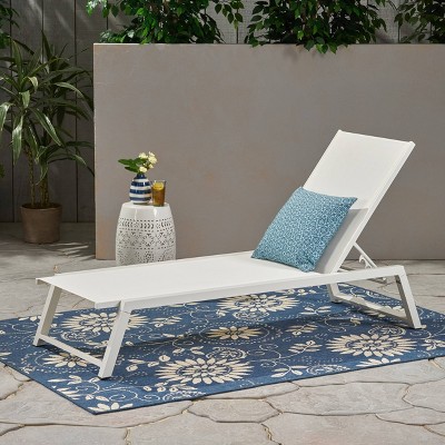 Myers Aluminum Outdoor Patio Chaise Lounge - White - Christopher Knight ...