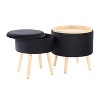 CAVINAS Round Polyester Storage Ottoman Bench with Removable Lids and Matching Stool,Storage Benches for Living Room,Bedroom - 2 of 4