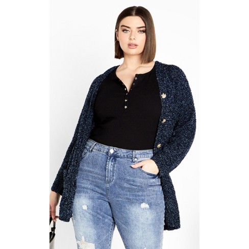 Women's plus size navy blue outlet cardigan