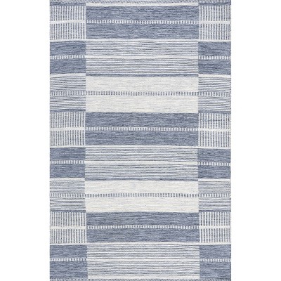 Nuloom Rayla Striped Blocks Indoor/Outdoor Patio Area Rug, 5' x 8', Blue