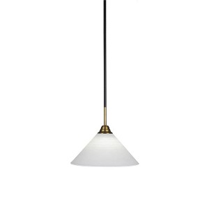 Toltec Lighting Paramount 1 - Light Pendant in  Matte Black/Brass with 12" White Matrix Shade - 1 of 1