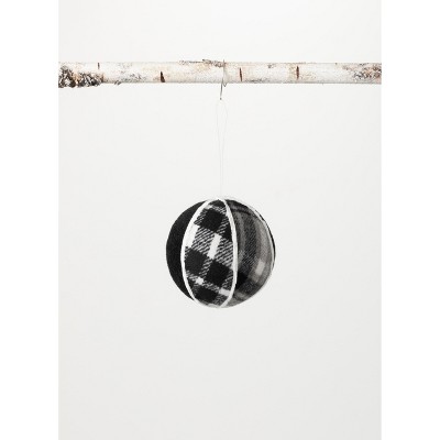 Sullivans Black & White Plaid Ball Ornament 4"H White & Black