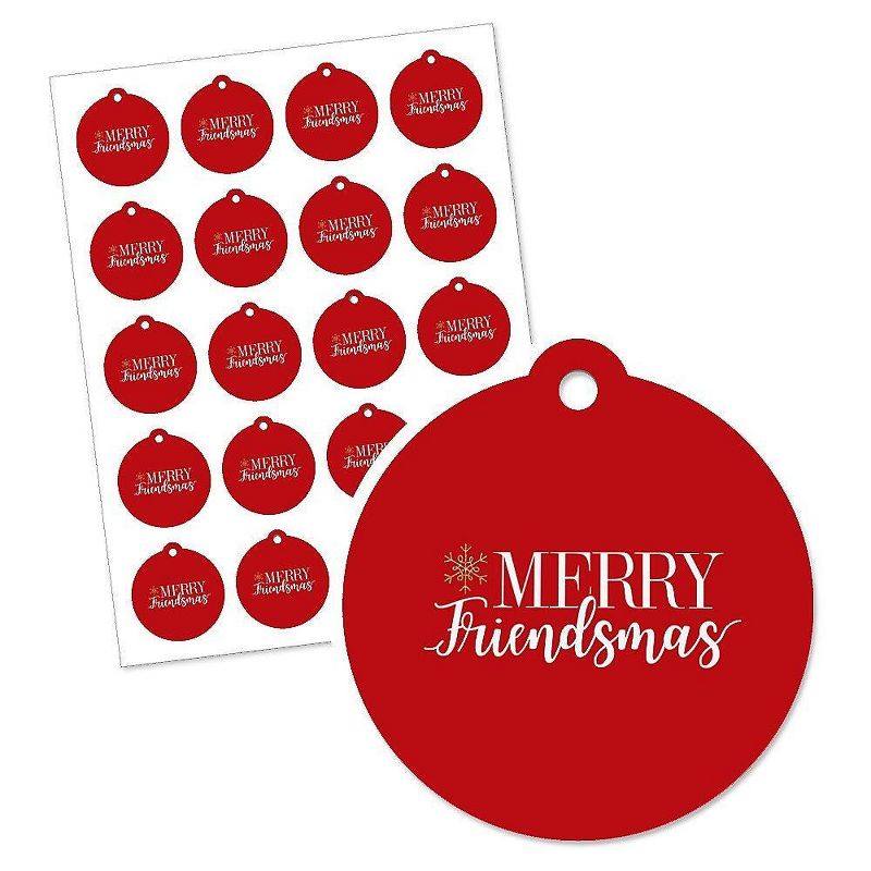 Big Dot of Happiness Red and Gold Friendsmas - Friends Christmas Party Favor Gift Tags (Set of 20), 2 of 5
