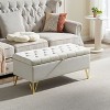 NicBex Modern 38" Storage Bench Velvet Accent Stools with Button Tufted and Metal Legs for Bedroom and Entryway - image 2 of 4