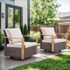 Belord Outdoor Swivel Chairs, Outdoor Swivel Rocker with Wood Grain Finish Square Armrest for Porch Balcony - 2 of 4