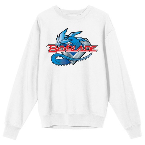 Beyblade Classic Logo Crew Neck Long Sleeve White Adult Sweatshirt