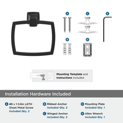 Matte Black Wall Mounted Towel Ring 6-13/16 inch