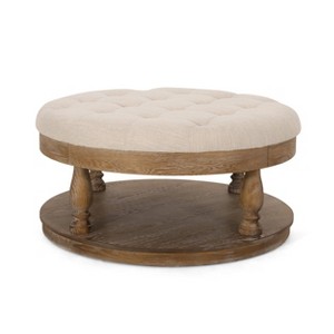 Hewlett Contemporary Fabric Round Ottoman - Christopher Knight Home - 1 of 4