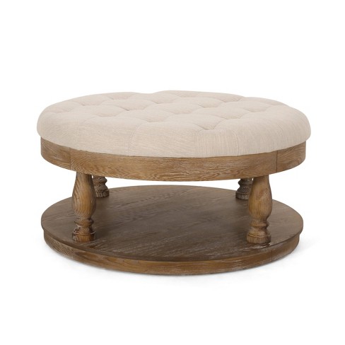 Cimarron Contemporary Round Ottoman With Rolling Casters