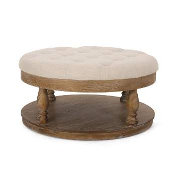 Hewlett Contemporary Fabric Round Ottoman - Christopher Knight Home