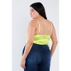 Slickblue Plus Size Silk Bodysuit, Spaghetti Strap, Silver Chain Detail, Center Keyhole, High Thong, 4 Colors, Size 1XL-3XL - 4 of 4