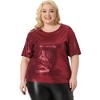 Agnes Orinda Women's Plus Size Metallic Round Neck Short Sleeve Summer Carnival Party Blouses - 2 of 4