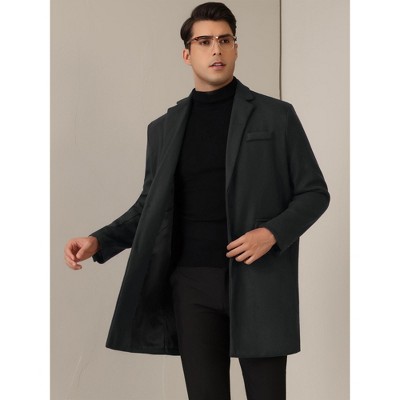 Lars Amadeus Men's Notched Collar Single Breasted Winter Trench Coats Black Medium — фото 2