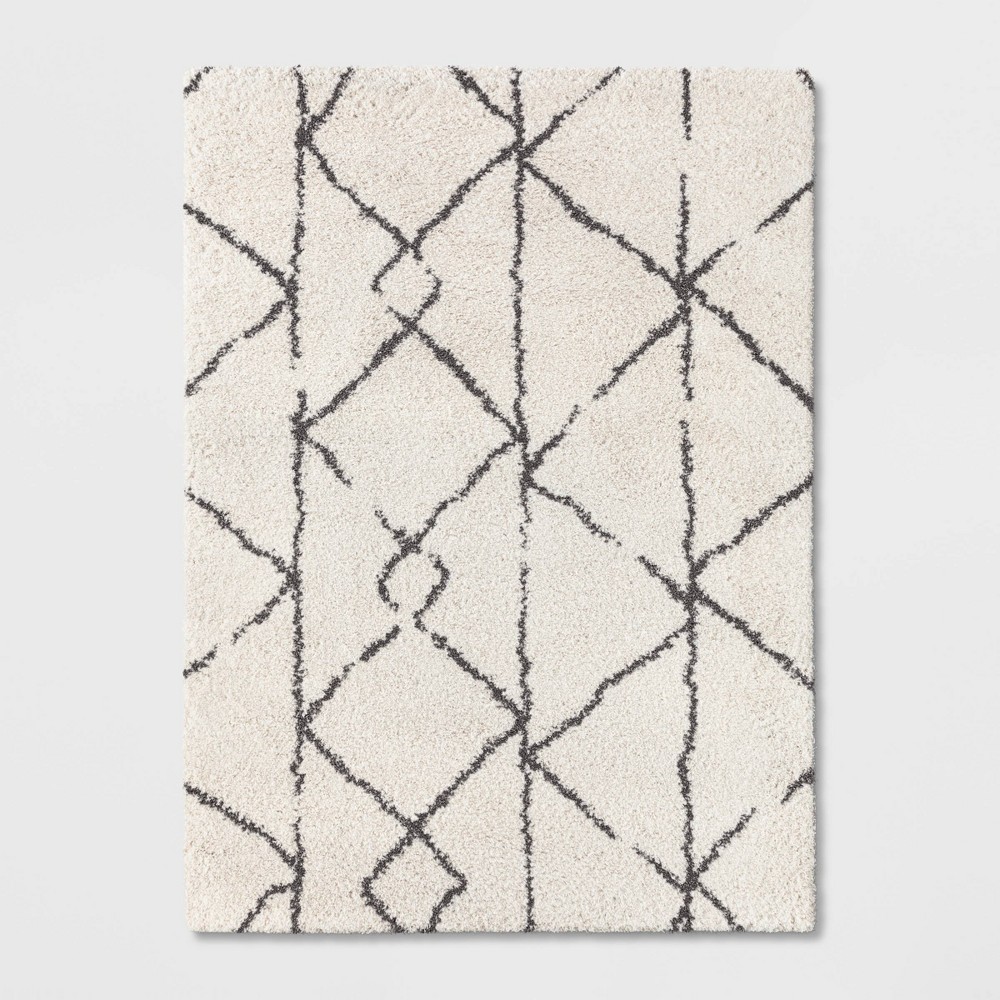 Photos - Area Rug 5'x7' Geometric Design Woven  Cream/Gray - Threshold™