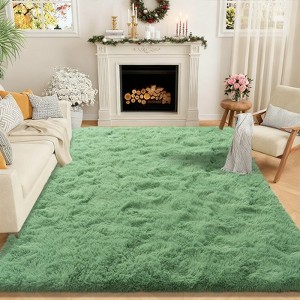 5x7ft Rugs for Living Room, Large Fluffy Dark Green Area Rugs for Bedroom, Soft Carpet Shag Kids Rug Home Decor - 1 of 4