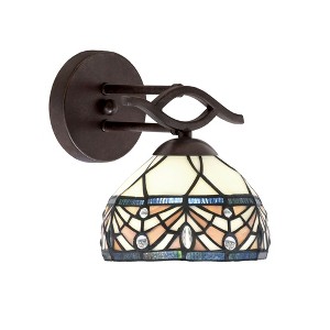 Toltec Lighting Revo 1 - Light Sconce in  Dark Granite with 7" Royal Merlot Art Glass Shade - 1 of 1