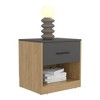 Vynxaria Matt Grey/Macadamia Nightstand, Manufactured Wood, 1 Drawer (Smooth Glides) + Open Shelf, Versatile Design - 2 of 4