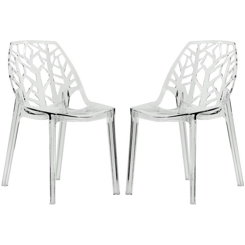 LeisureMod Cornelia Modern Plastic Dining Chair with Cut-Out Tree Design, Set of 2, 2 of 9