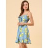 Allegra K Women's Floral Ruffle Bow Knot Lemon Spaghetti Strap Mini Sundress - 4 of 4