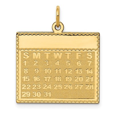 Black Bow Jewelry 14k Yellow Gold Sunday Start Perpetual Calendar Charm or Pendant, 22mm