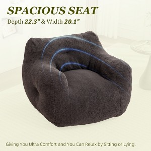 MOONMISS Teddy Fabric Bean Bag Sofa Chair with Armrests Stuffed High-Density Foam in Living Room,Bedroom Reading - 1 of 4
