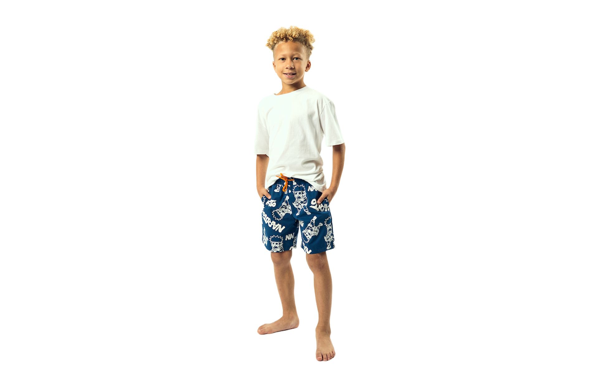 Naruto Color-Changing Line Art Boy's Navy Boardshorts