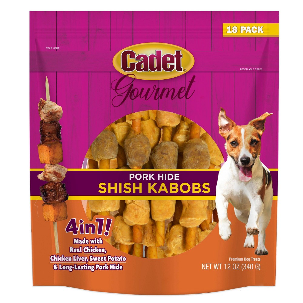 Cadet Pork Hide Shish Kabobs Dog Treat with Chicken, Sweet Potato and Liver Flavor - 12oz/18ct