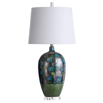 Aasha Water Hyacinth Table Lamp with Fabric Shade White - StyleCraft