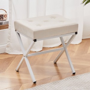 SEVOBAL Ottomans and Benches Modern Upholstered Vanity Stool with Tufted Cushion Elegant Footrest for Living Room Bedroom, Beige, 43.00"*33.00"*16.50" - 1 of 4